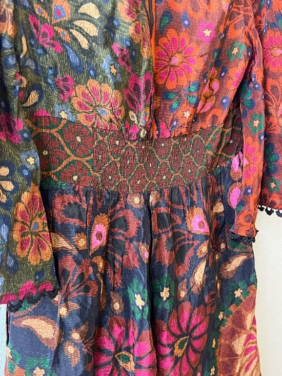 NWT FARM Rio x Anthropologie Mock Neck Abstract Floral Dress Small - Picture 8 of 12